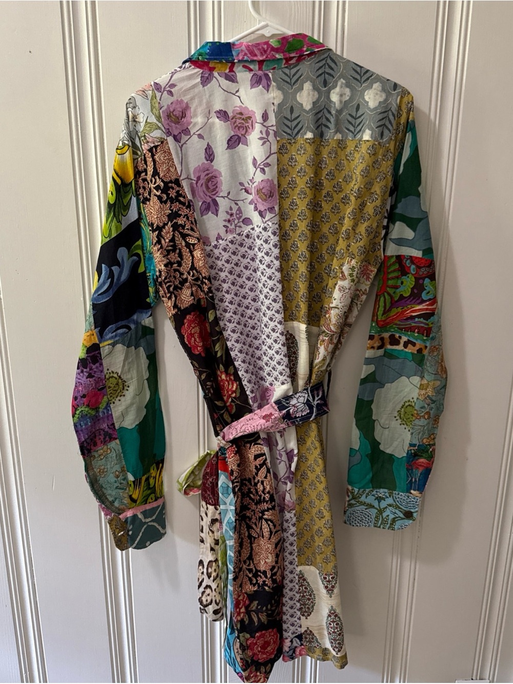 Ashley Taylor patchwork shirt dress 100% cotton boho long sleeve women’s summer - Picture 7 of 10
